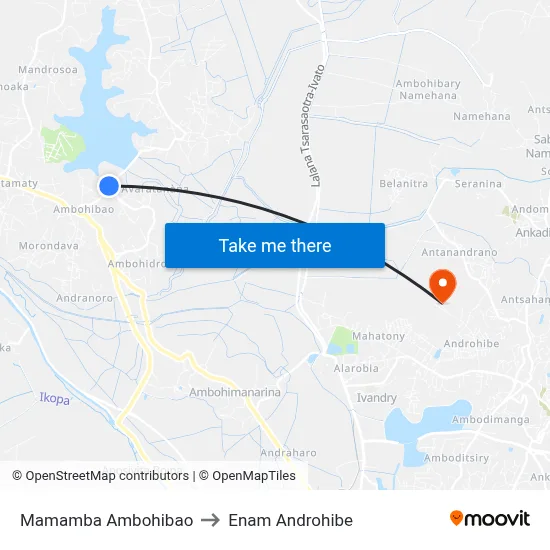 Mamamba Ambohibao to Enam Androhibe map