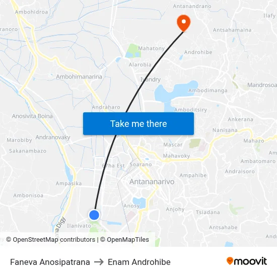 Faneva Anosipatrana to Enam Androhibe map
