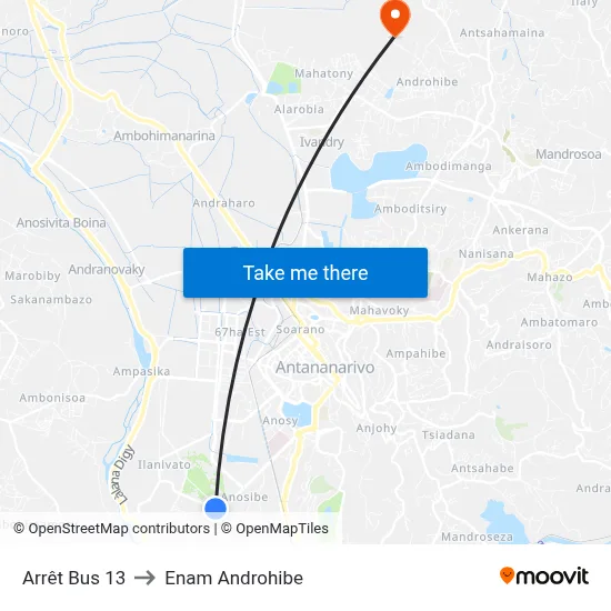 Arrêt Bus 13 to Enam Androhibe map