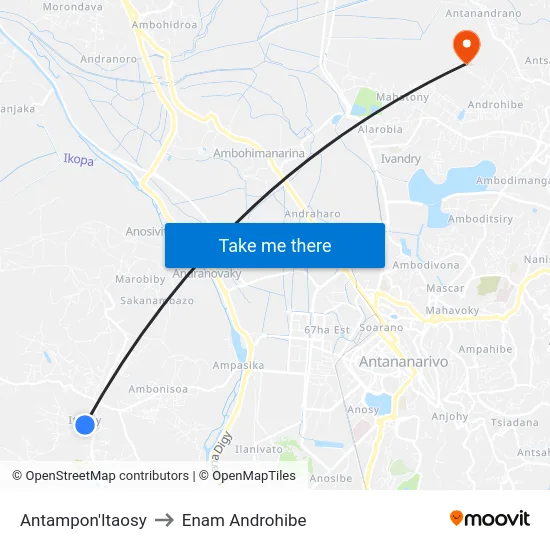 Antampon'Itaosy to Enam Androhibe map