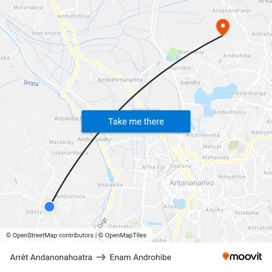 Arrêt Andanonahoatra to Enam Androhibe map