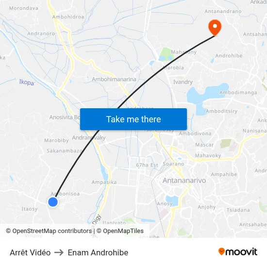 Arrêt Vidéo to Enam Androhibe map