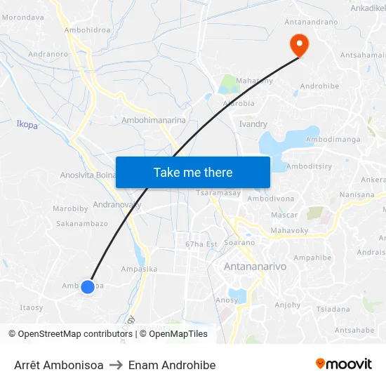 Arrêt Ambonisoa to Enam Androhibe map