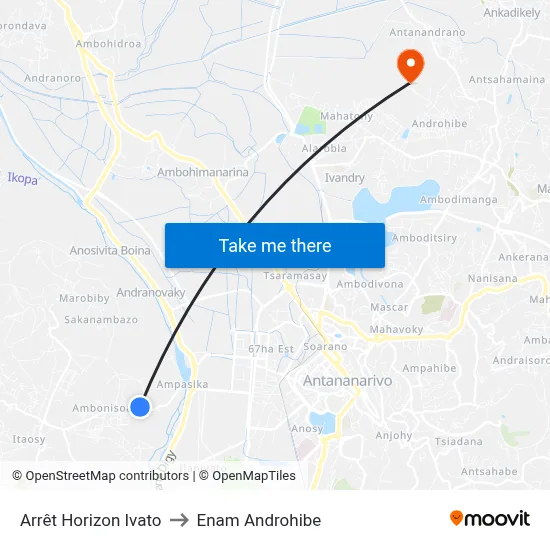 Arrêt Horizon Ivato to Enam Androhibe map