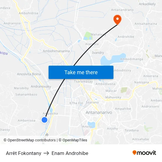 Arrêt Fokontany to Enam Androhibe map