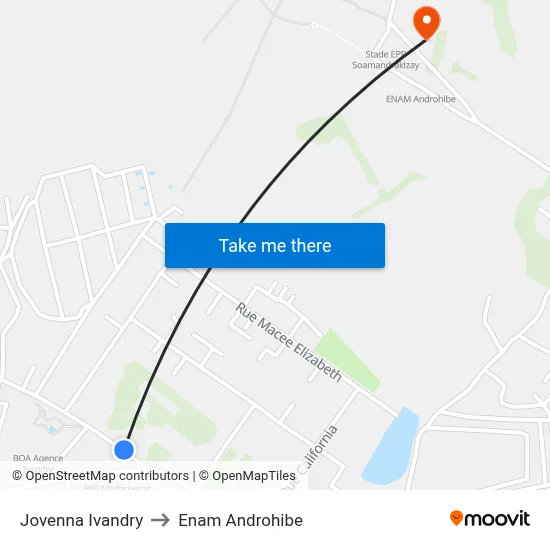 Jovenna Ivandry to Enam Androhibe map