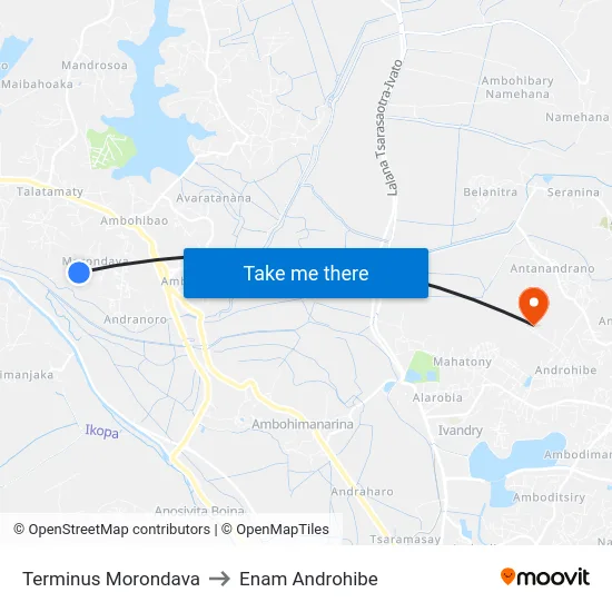 Terminus Morondava to Enam Androhibe map