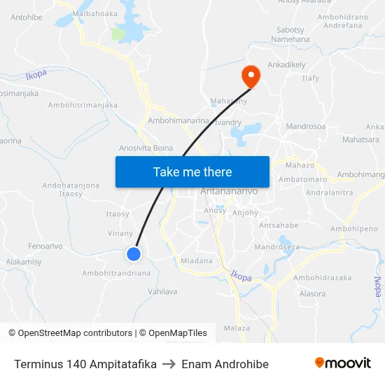 Terminus 140 Ampitatafika to Enam Androhibe map