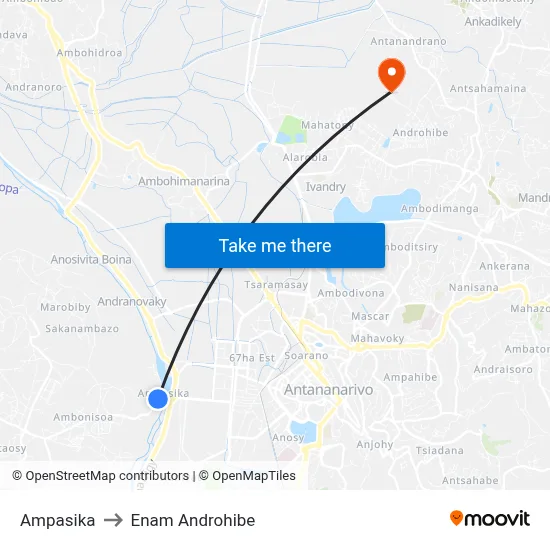 Ampasika to Enam Androhibe map