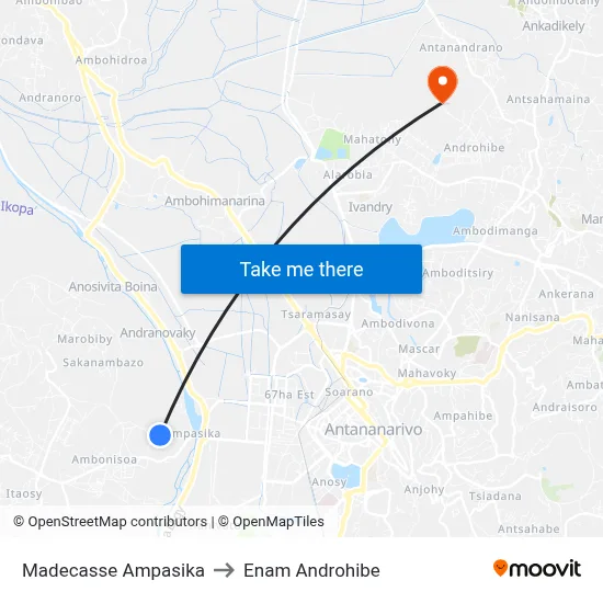 Madecasse Ampasika to Enam Androhibe map