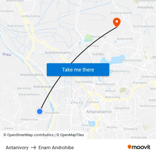 Antanivory to Enam Androhibe map