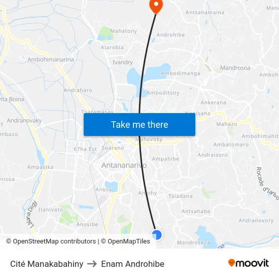 Cité Manakabahiny to Enam Androhibe map