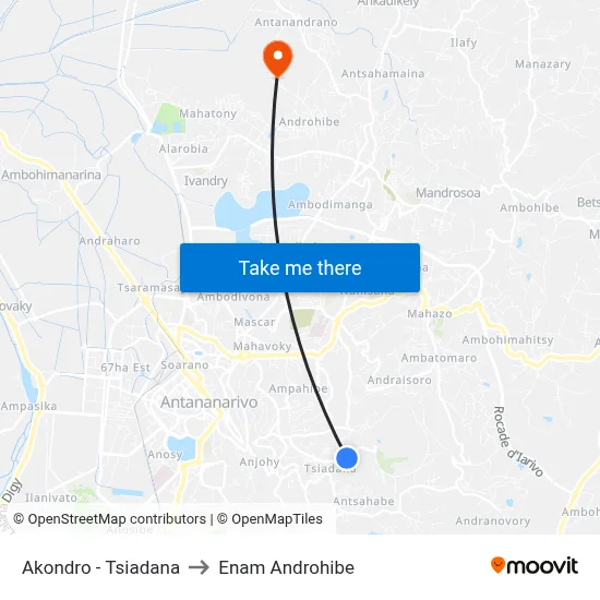 Akondro - Tsiadana to Enam Androhibe map