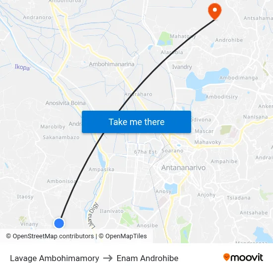 Lavage Ambohimamory to Enam Androhibe map