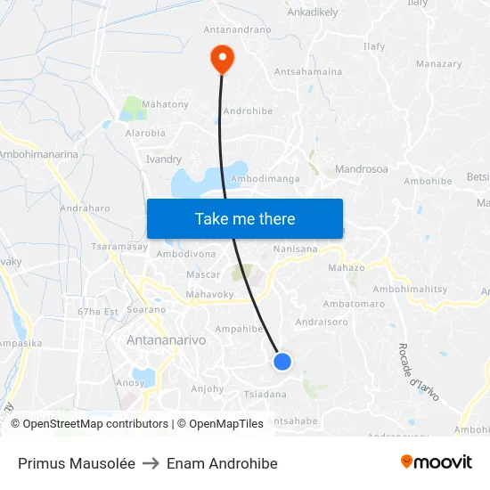Primus Mausolée to Enam Androhibe map