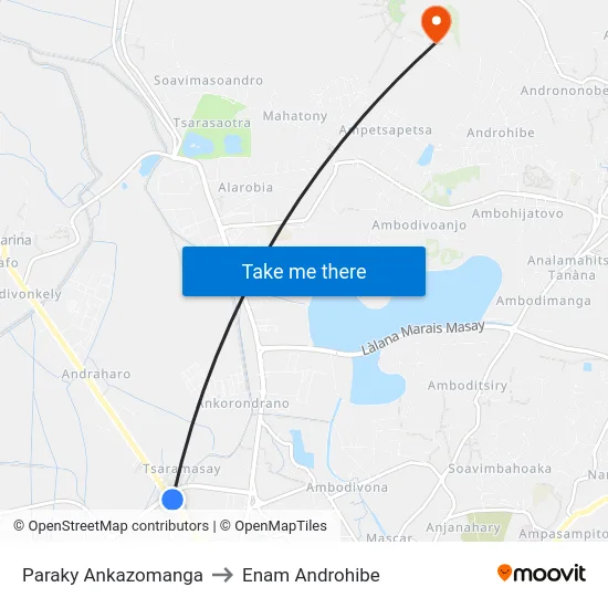 Paraky Ankazomanga to Enam Androhibe map