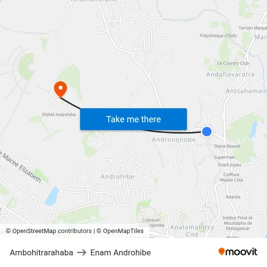 Ambohitrarahaba to Enam Androhibe map
