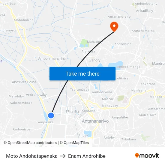 Moto Andohatapenaka to Enam Androhibe map