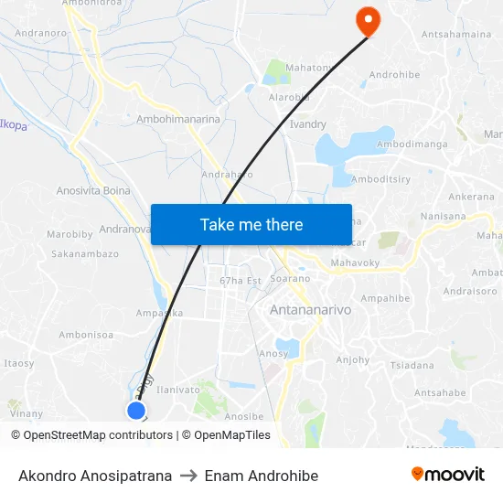 Akondro Anosipatrana to Enam Androhibe map