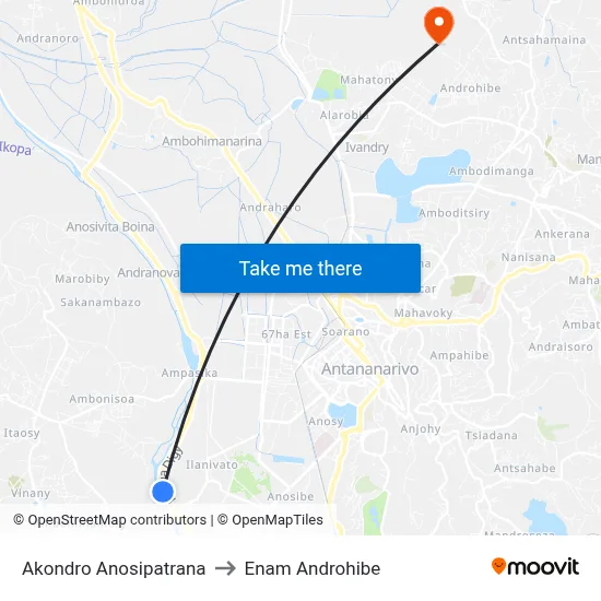 Akondro Anosipatrana to Enam Androhibe map