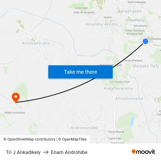Tri J Ankadikely to Enam Androhibe map