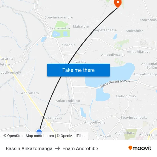Bassin Ankazomanga to Enam Androhibe map