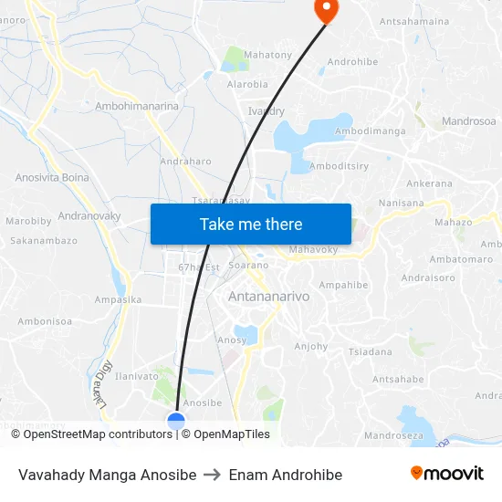 Vavahady Manga Anosibe to Enam Androhibe map