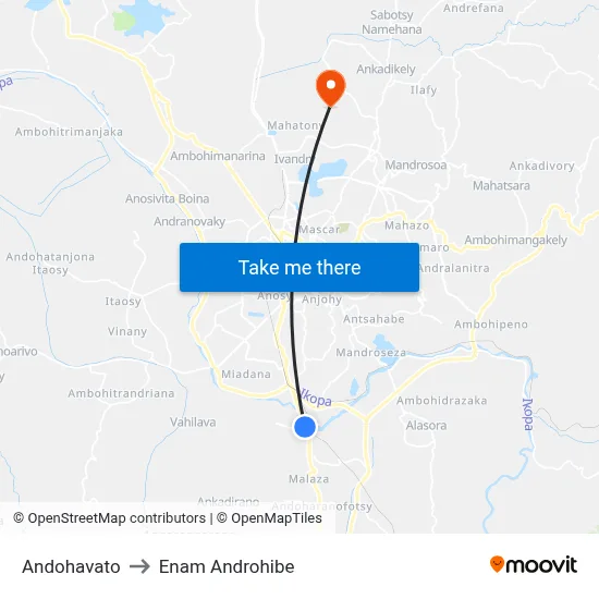 Andohavato to Enam Androhibe map