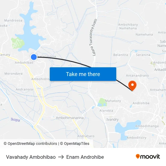 Vavahady Ambohibao to Enam Androhibe map