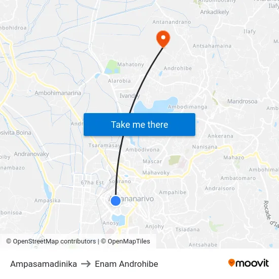 Ampasamadinika to Enam Androhibe map