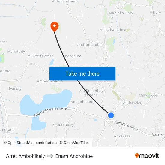 Arrêt Ambohikely to Enam Androhibe map