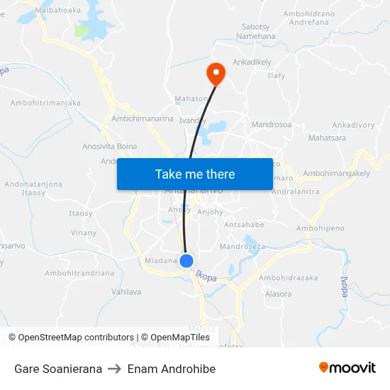 Gare Soanierana to Enam Androhibe map