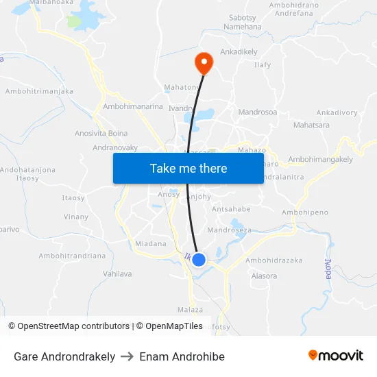 Gare Androndrakely to Enam Androhibe map