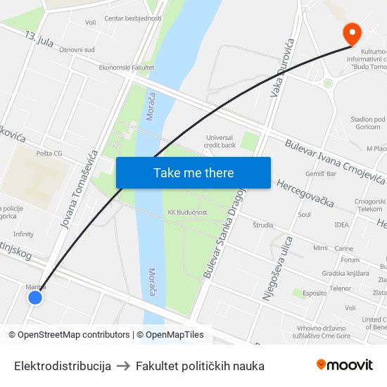 Elektrodistribucija to Fakultet političkih nauka map