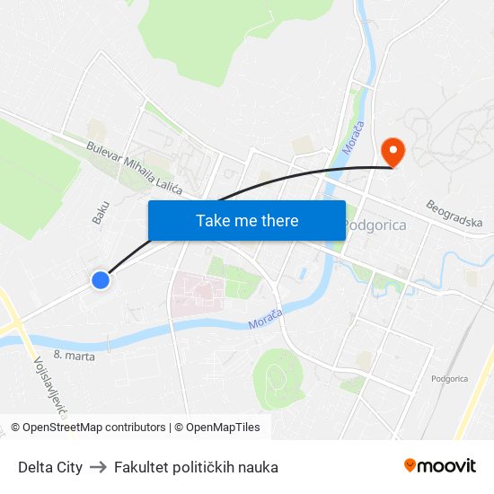 Delta City to Fakultet političkih nauka map