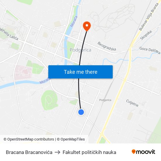 Bracana Bracanovića to Fakultet političkih nauka map