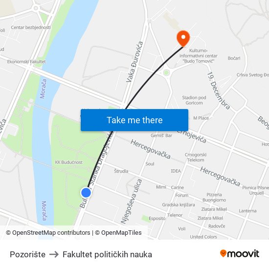 Pozorište to Fakultet političkih nauka map