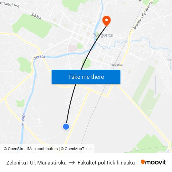 Zelenika I Ul. Manastirska to Fakultet političkih nauka map