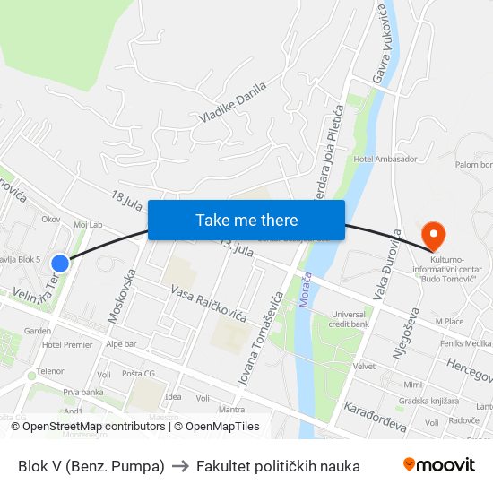 Blok V (Benz. Pumpa) to Fakultet političkih nauka map