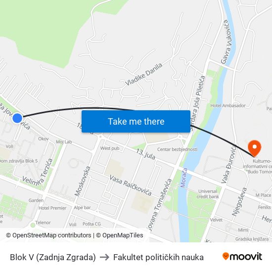 Blok V (Zadnja Zgrada) to Fakultet političkih nauka map