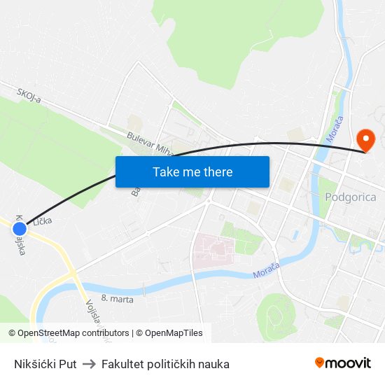 Nikšićki Put to Fakultet političkih nauka map