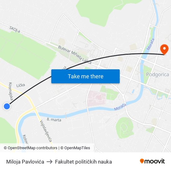 Miloja Pavlovića to Fakultet političkih nauka map