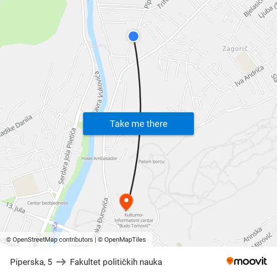 Piperska, 5 to Fakultet političkih nauka map