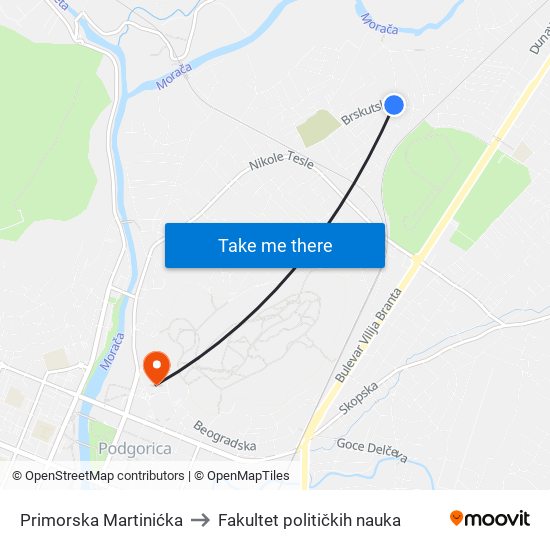 Primorska Martinićka to Fakultet političkih nauka map