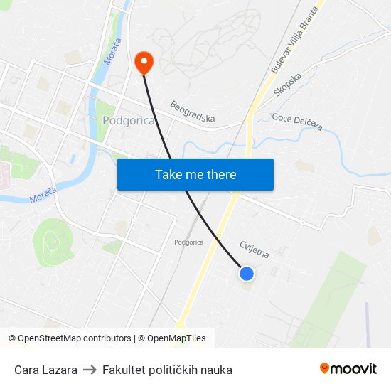 Cara Lazara to Fakultet političkih nauka map