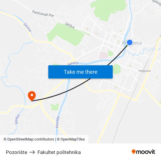 Pozorište to Fakultet politehnika map