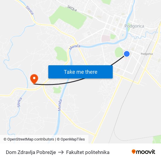 Dom Zdravlja Pobrežje to Fakultet politehnika map