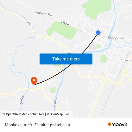 Moskovska to Fakultet politehnika map