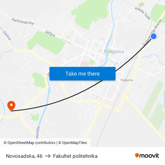 Novosadska, 46 to Fakultet politehnika map