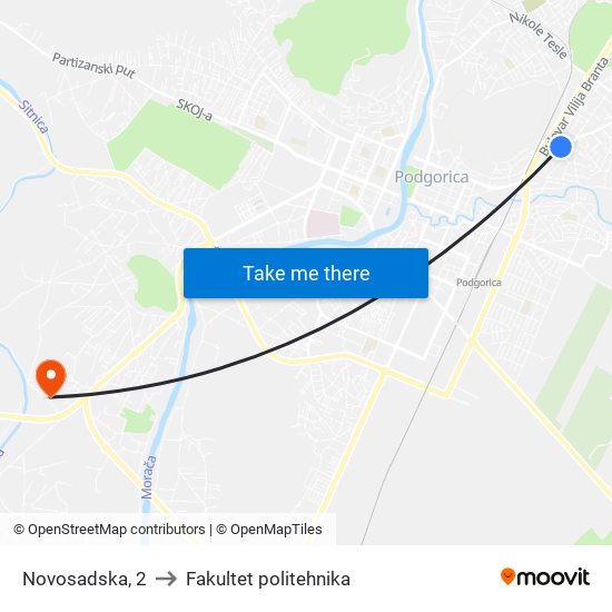 Novosadska, 2 to Fakultet politehnika map